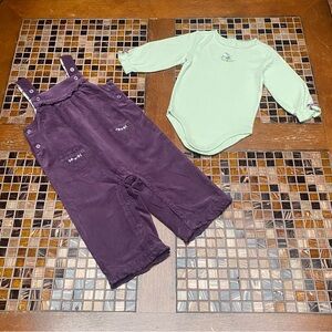 Janie and Jack Baby Girl Layette Embroidered Corduroy Overall Set